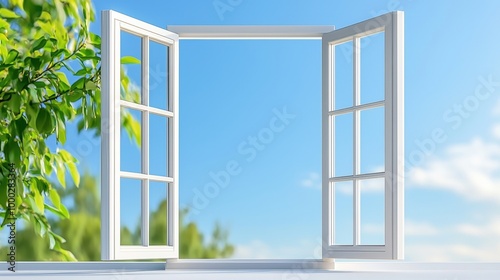 Open Window with Fresh Breeze and Clear Sky