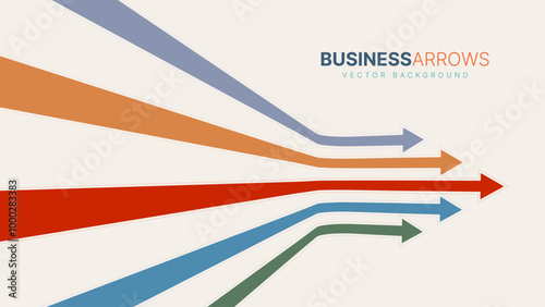 Five Arrows Moving Right Vintage Colors. Abstract Financial Chart with Uptrend Line Arrows Graph Go Up. Growth Business Revenue Invest Concept. Vector Illustration.