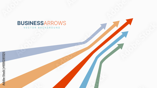 Five Arrows Moving Up Vintage Colors. Abstract Financial Chart with Uptrend Line Arrows Graph Go Up. Growth Business Revenue Invest Concept. Vector Illustration.
