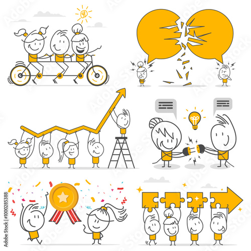 Collection of scenes featuring men and women involved in business activities. Business Concept illustrations. Mega set.