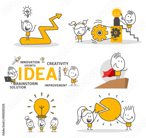 Collection of scenes featuring men and women involved in business activities. Business Concept illustrations. Mega set.