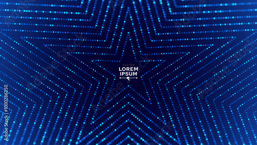Blue Royal Awards Abstract Stars Particles Background. Lights Elegant Shine Modern Pattern. Led Lights Glowing Five Pointed Star Frame. Vector Illustration.