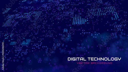 Digital Data Flow Vector Background. Big Data Technology Lines. Data Transmission Concept. High Speed Internet. Information Matrix Flow in Virtual Reality Cyberspace. Vector Illustration.
