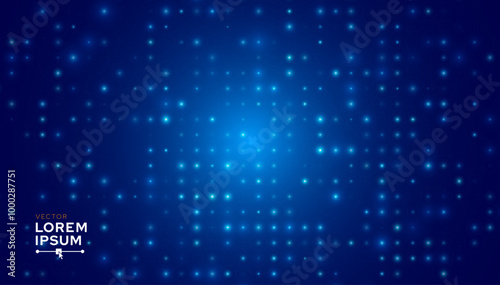 Abstract Blue LED Panel Lights Background. Radiant Lights Grid. Beautiful Sparks Shine Special Light. Vector Illustration.