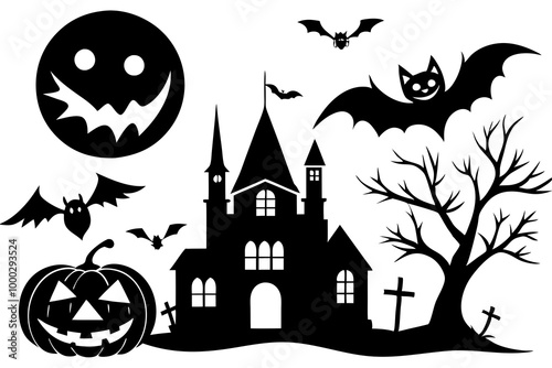 Awesome Happy Halloween elements isolated on white