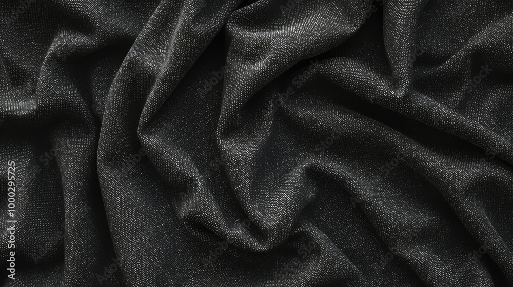 Fototapeta premium Black Fabric Texture Background - Draped Material