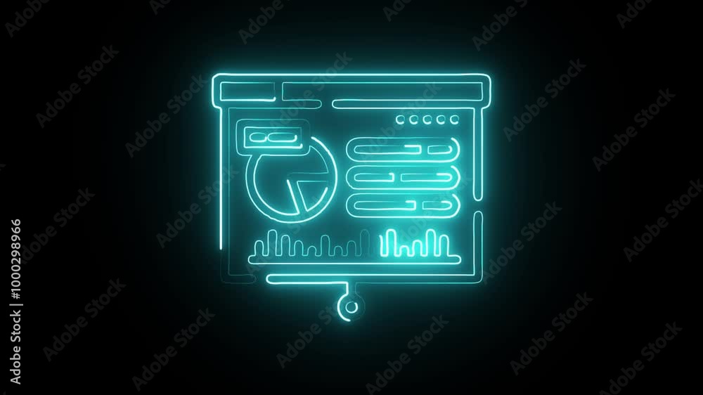 Glowing Neon Data Visualization Icon Isolated on Dark Background. HD Video Motion Graphic Animation Glowing Neon Data Visualization Icon Isolated on Dark Background. HD Video Motion Graphic Animation