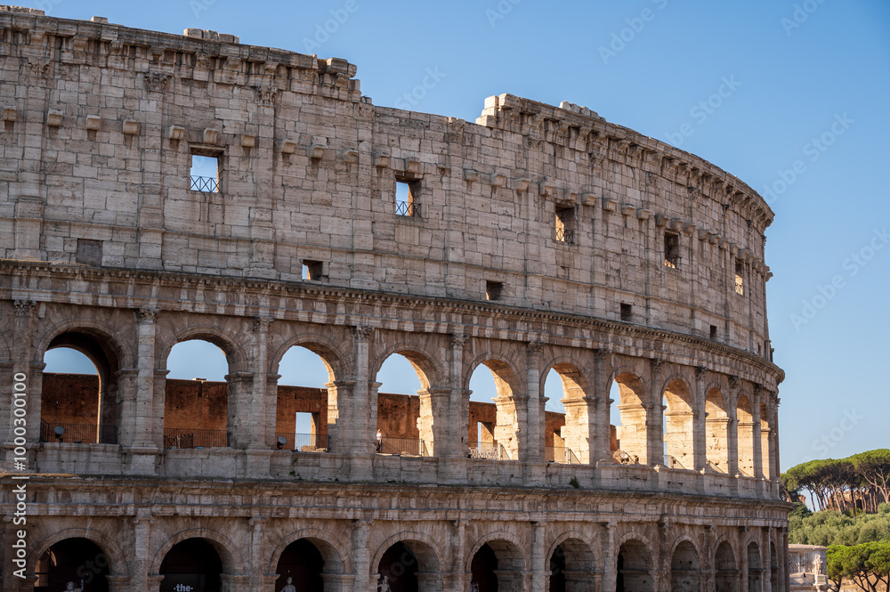 Obraz premium Views of the landmark Colosseum of the Ancient Roman Empire.