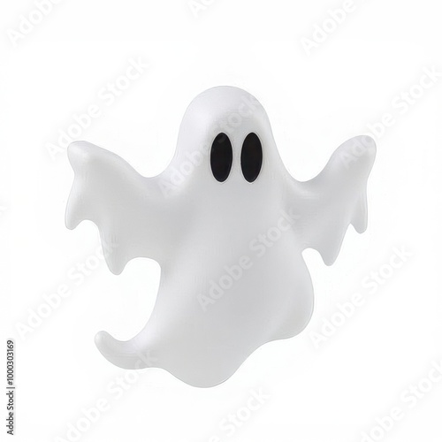 Cartoon ghost figure for halloween decor on white background