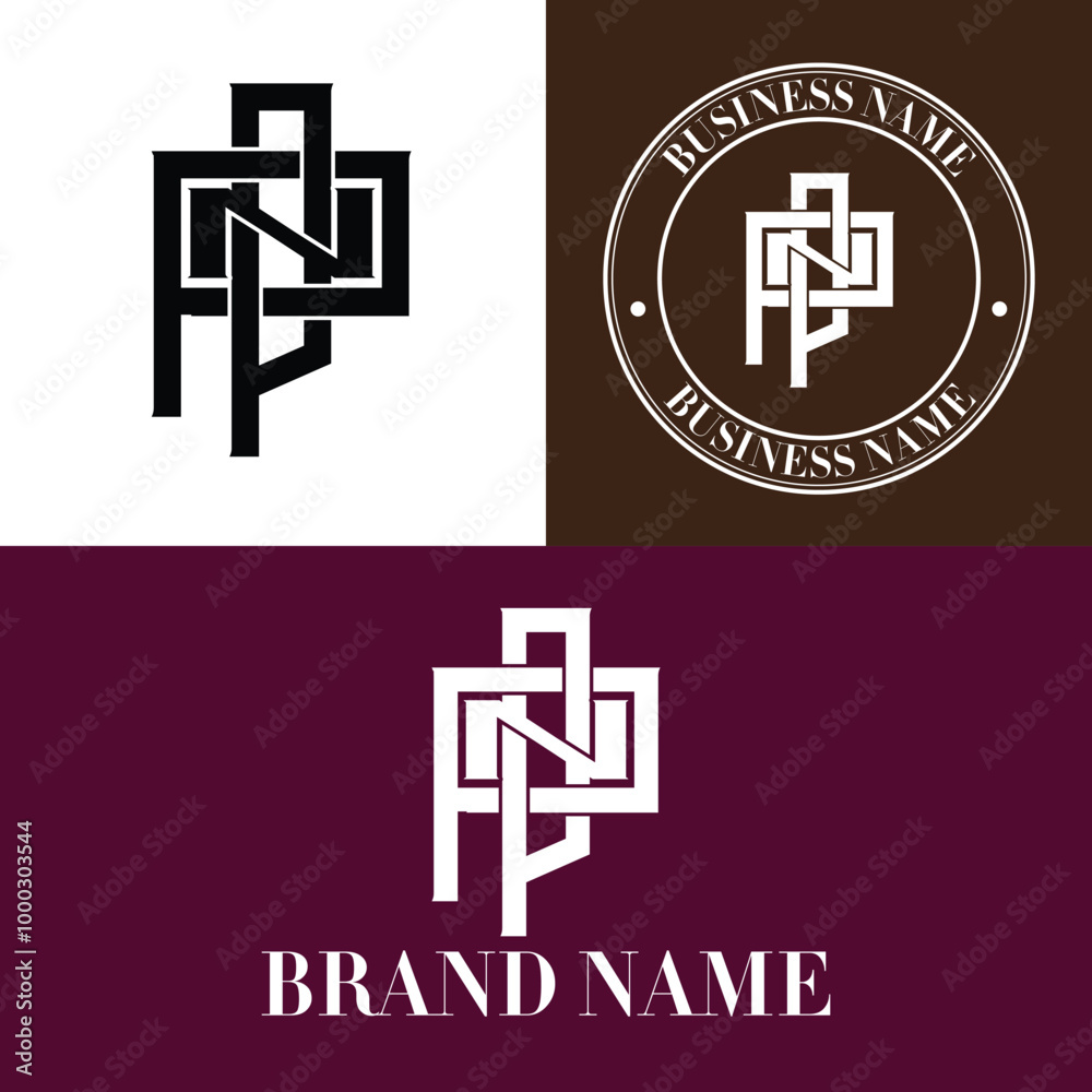 Fototapeta premium PNP monogram circular badge logo template
