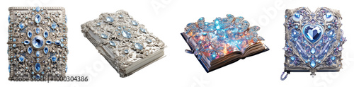 Set of magical crystal- rhinestone encrusted fairy tale books. photo