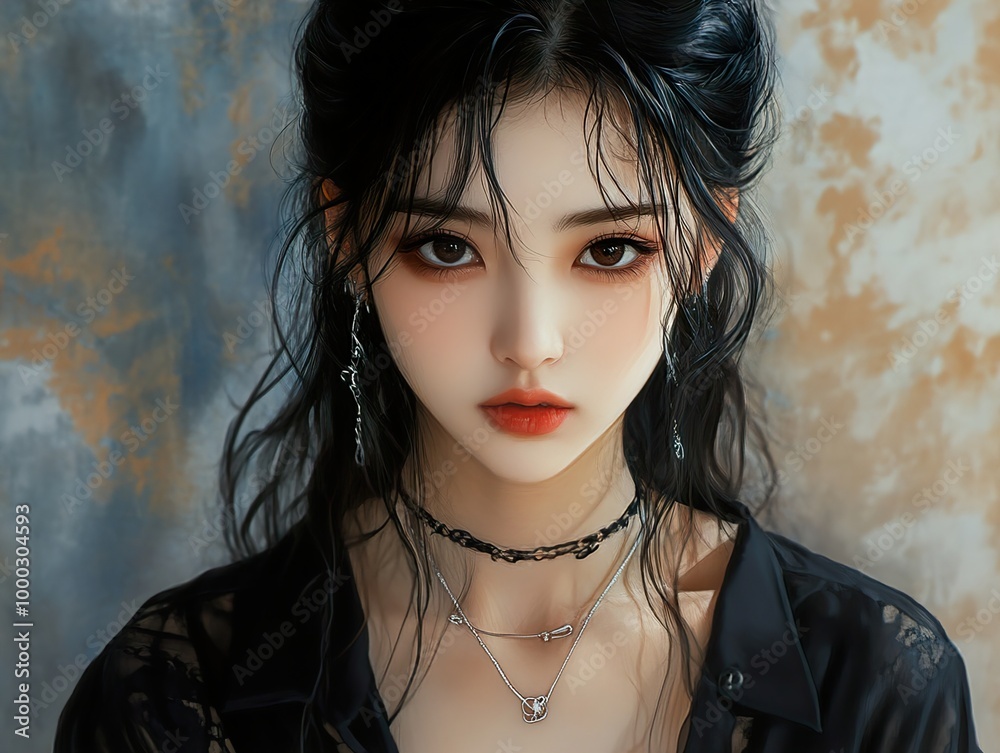 Beautiful Asian Woman Portrait with Intriguing Gaze Beautiful Asian Woman Portrait with Intriguing Gaze