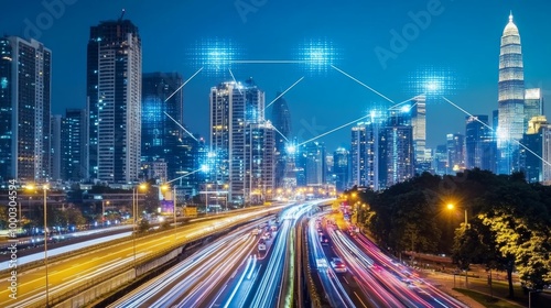 Smart city concept. Using data analytics and utilizing digital infrastructure to create efficient and sustainable solutions for transportation, energy, waste management, communication, services