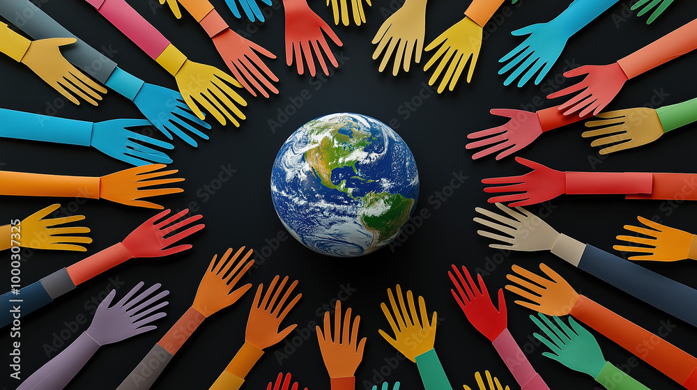 World Day Of Peace And International Human Rights Concept With Diverse ...