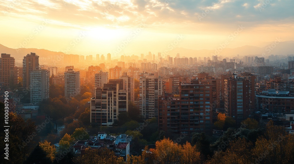 Fototapeta premium Urban Skyline at Sunset