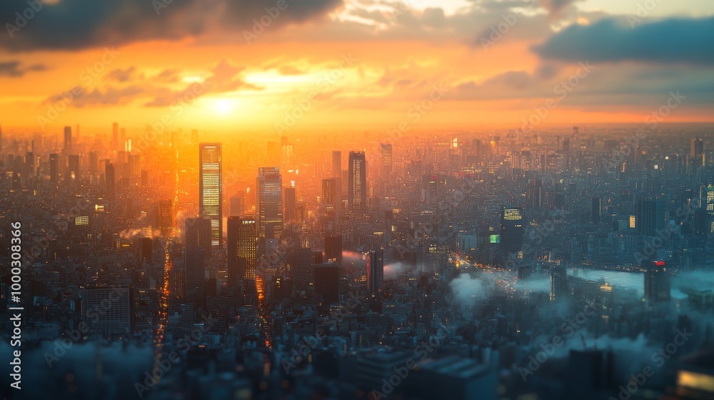 Fototapeta premium Cityscape at Sunset