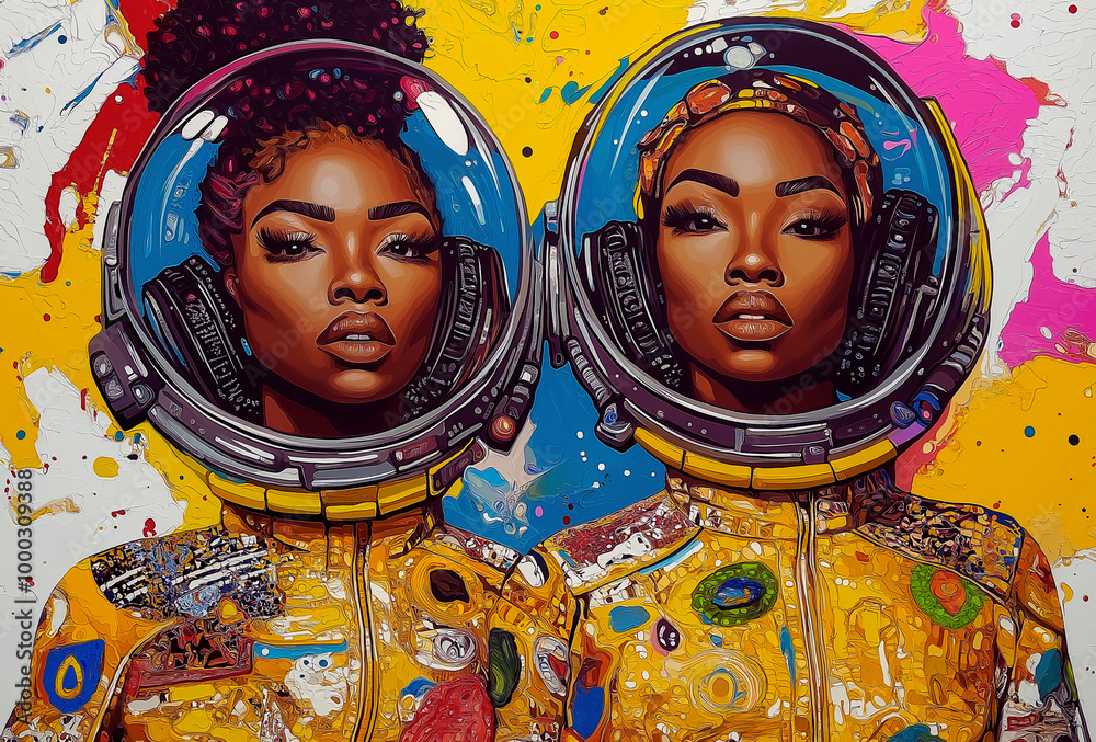 Fototapeta premium Astronauts Beyond Limits: A Journey Through Color