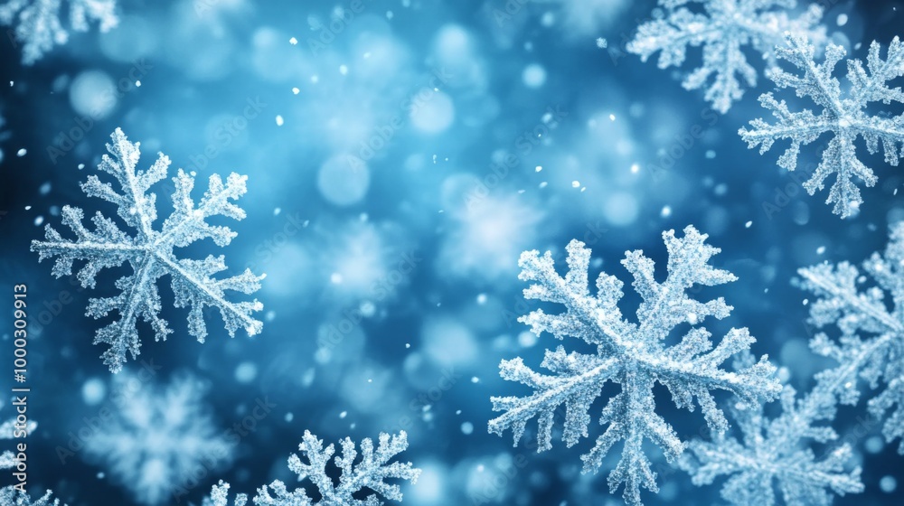 Snowflakes on Blue Background Snowflakes on Blue Background