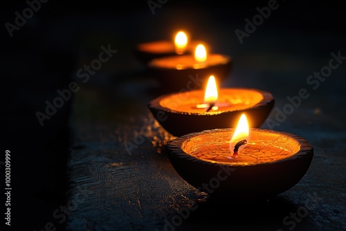 Diwali festival of lights tradition Diya oil lamps against