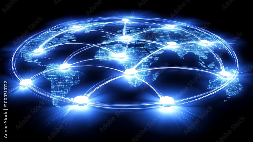 Global network with glowing blue lines. Global network with glowing blue lines.
