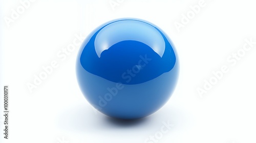 A glossy blue sphere sits against a white background.