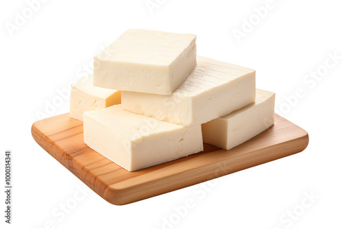 Pieces of tofu isolated on transparent background