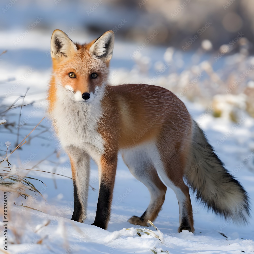 Obraz premium Red fox in snow