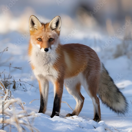 Red fox in snow