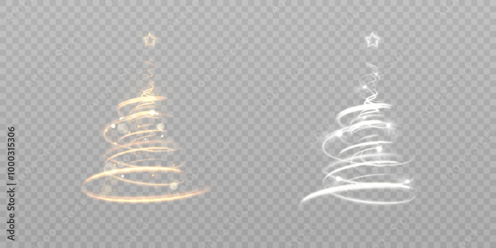 Bright New Year glowing tree with illumination on transparent background, festive light effect, Christmas decor for web design and illustrations. Vector Bright New Year glowing tree with illumination on transparent background, festive light effect, Christmas decor for web design and illustrations. Vector