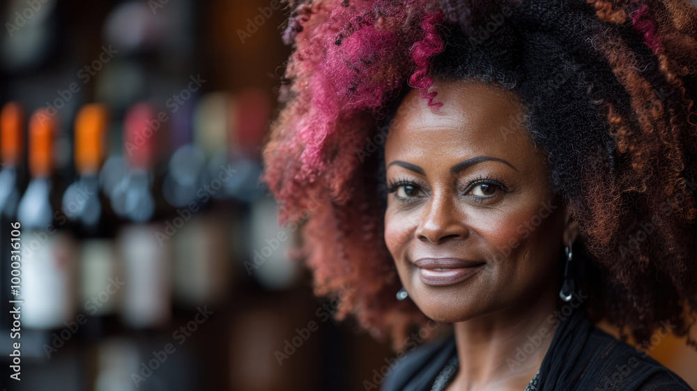 mature woman drinking wine at home. Old middle aged lady holding glass