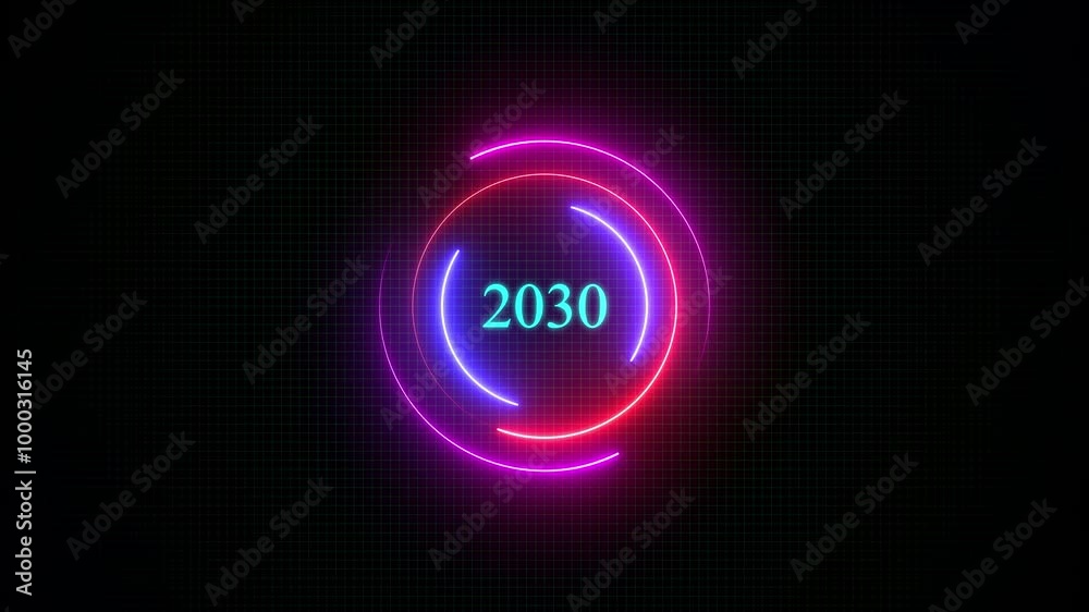 2030 text with screen effects of technological failures. Spectacular screen glitch with various kinds of interference ,New Year celebration. Future and futuristic technology concept 2030 text with screen effects of technological failures. Spectacular screen glitch with various kinds of interference ,New Year celebration. Future and futuristic technology concept