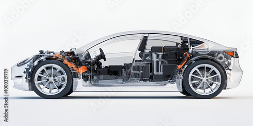 Transparent Car Model with Detailed Interior View

