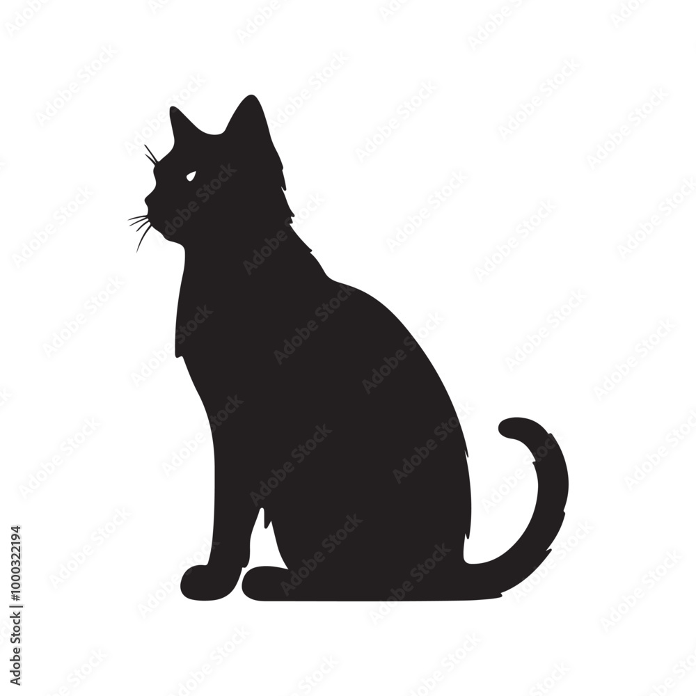 black silhouette of a Cat with thick outline side view isolated black silhouette of a Cat with thick outline side view isolated