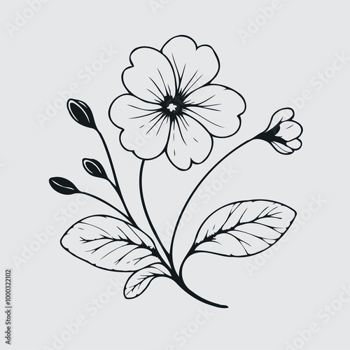 set of flowers vector illustration of a flower black and white flower