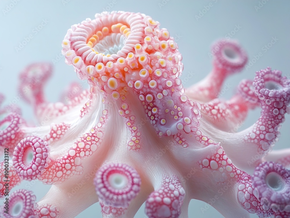 Close-Up of a Pink Octopus with Intricate Texture Close-Up of a Pink Octopus with Intricate Texture