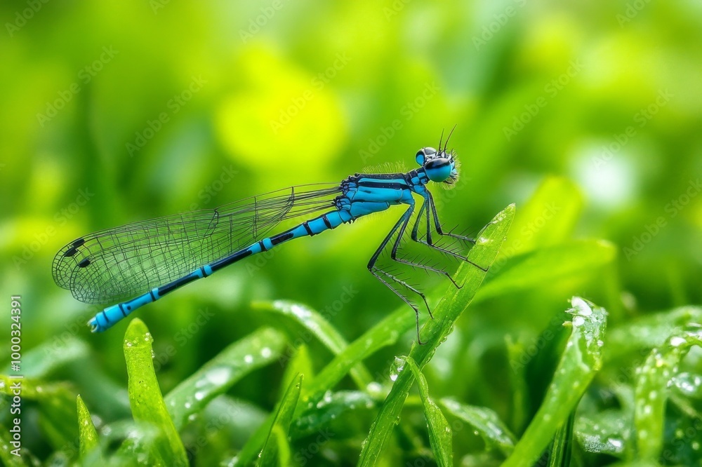 Elegance on display: damselfly graces the leaf Elegance on display: damselfly graces the leaf
