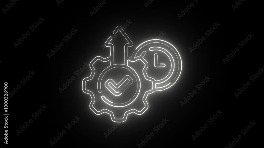 Glowing Neon Productivity Icon Isolated on Dark Background. HD Video Motion Graphic Animation Glowing Neon Productivity Icon Isolated on Dark Background. HD Video Motion Graphic Animation