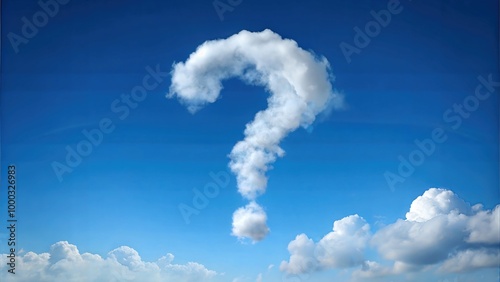 Fluffy Question Mark Cloud in the Skyline: Majestic Cloud Formations and Scenic Sky Views for Atmospheric Visuals for Poster and Digital Design Projects