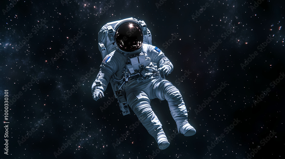Generative ai astronaut floating zero gravity in outer space. Zero Gravity. Illustration