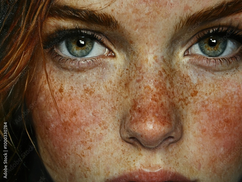 Close-Up Portrait of a Woman with Freckles and Red Hair Close-Up Portrait of a Woman with Freckles and Red Hair