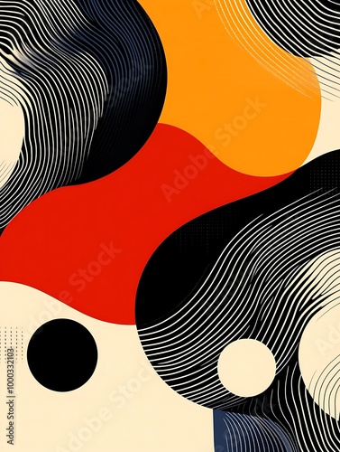 Bright abstract composition for background, vibrant colors, dynamic shapes, modern design