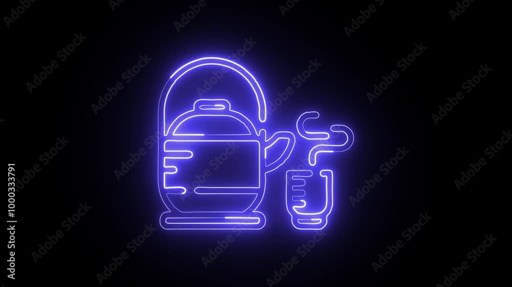 Glowing Neon Tea Icon Isolated on Dark Background. HD Video Motion Graphic Animation Glowing Neon Tea Icon Isolated on Dark Background. HD Video Motion Graphic Animation