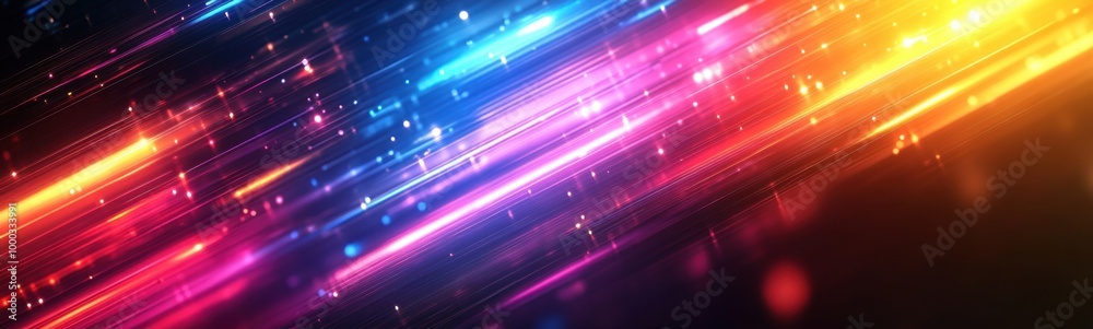 Brightly colored lines and stars are seen against a black background Brightly colored lines and stars are seen against a black background