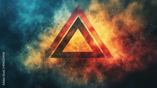 Abstract Fiery Triangle with Cosmic Background