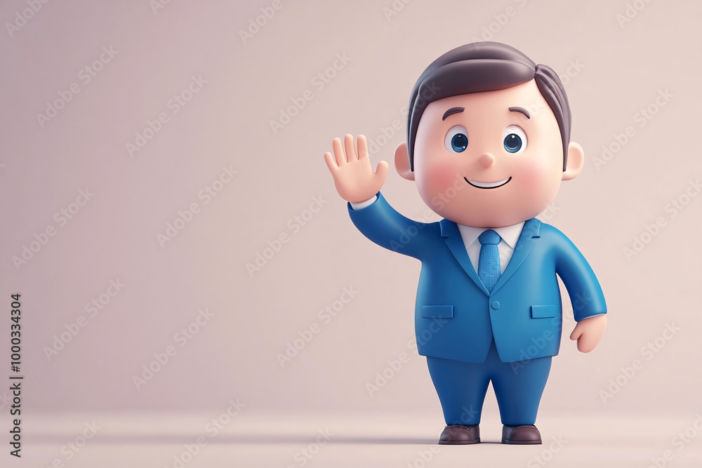 A man in a blue suit is waving A man in a blue suit is waving