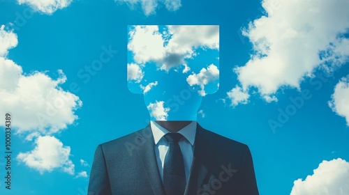 Surreal Businessman with Cloud Head Concept photo