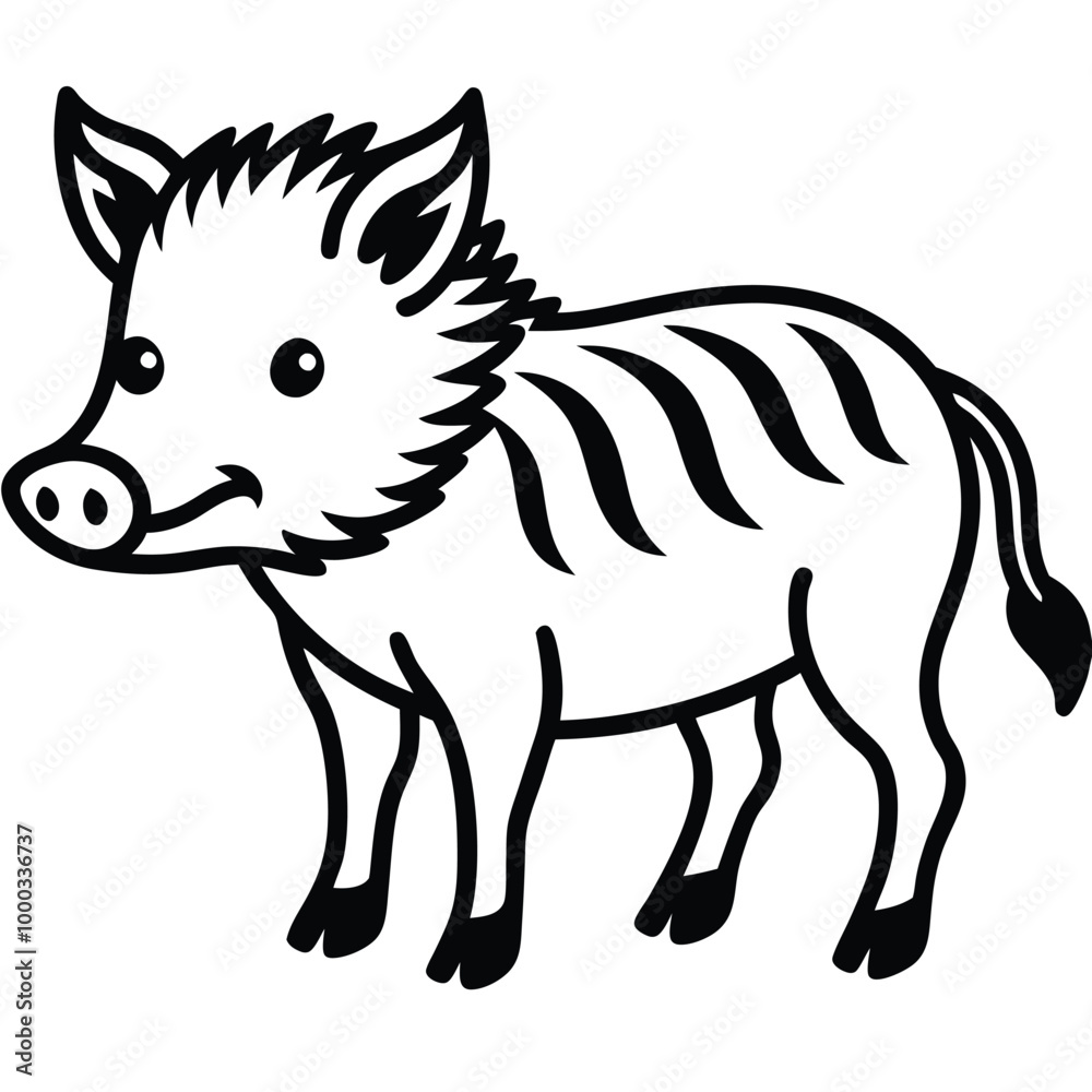Minimal Wild Boar Line Drawing. Minimal Wild Boar Line Drawing.