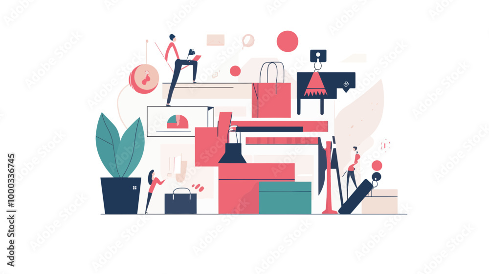 E-commerce Online Shopping Concept with Digital Devices and Shopping Cart - Flat Design Vector for Website Template, Web Banner, or Header Illustration E-commerce Online Shopping Concept with Digital Devices and Shopping Cart - Flat Design Vector for Website Template, Web Banner, or Header Illustration