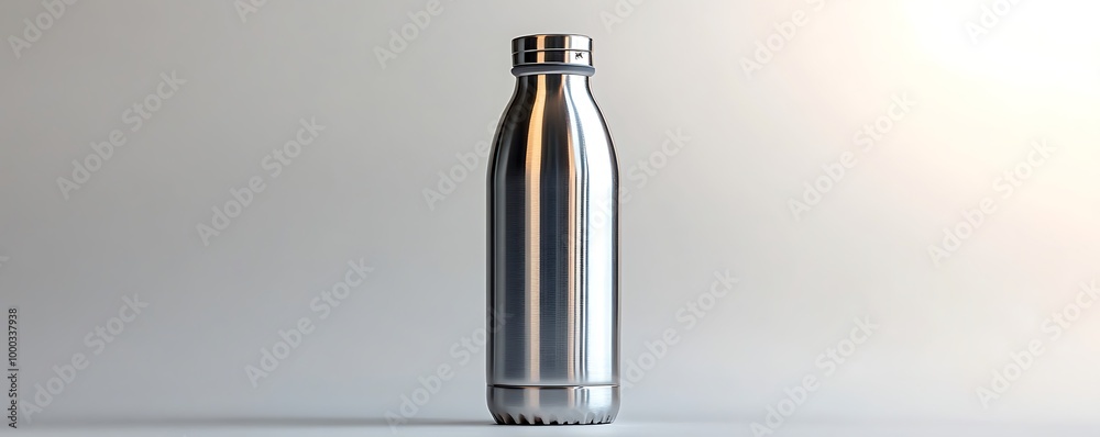 Stainless steel water bottle on white background, shiny and clean. Stainless steel water bottle on white background, shiny and clean.