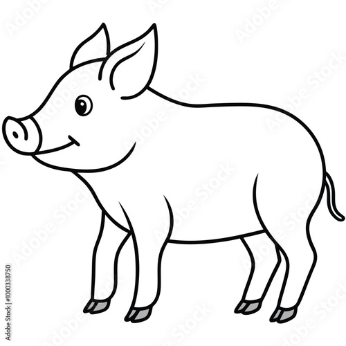 Minimal Wild Boar Line Drawing.